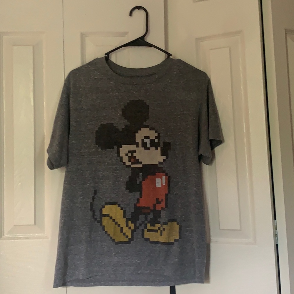 Gray Mickey Mouse Pixelated Shirt Size XL